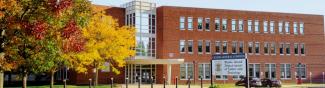 A photo of the front of the DLT in autumn